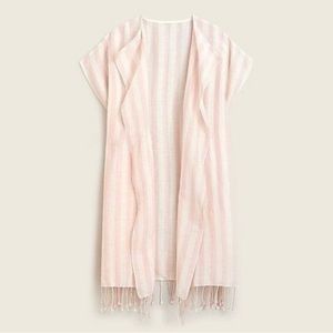 JCrew Women’s Pink & White Stripe Open Beach Poncho, Cover-Up, Size XS/S
